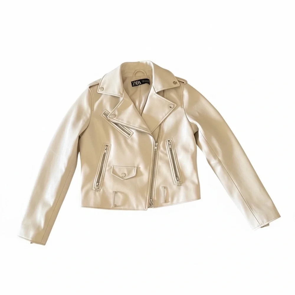 Zara Cream Faux Leather Moto Jacket​​ - Picture 2 of 4